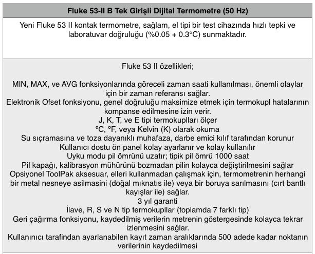 Fluke 53-II B Tek Girişli Dijital Termometre (50 Hz)