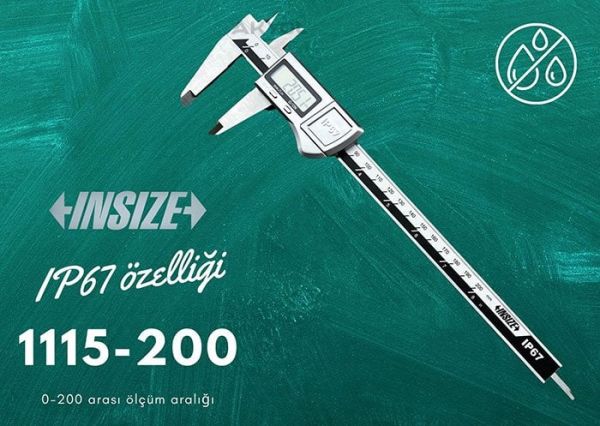 İnsize 1115-200 Su Geçirmez Dijital Kumpas IP67 | 0-200mm