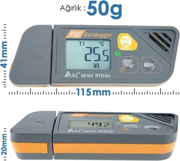 AZ 88164 Kablolu Sıcaklık Kayıt Cihazı | Soğuk Ölçümleri İçin -100°C