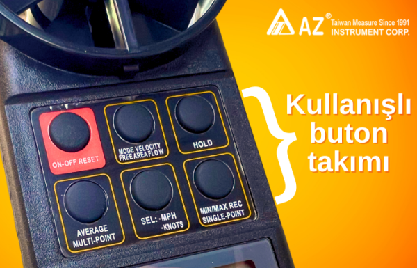 AZ 8906 Profesyonel Hava Hızı ve Hava Debisi Ölçer