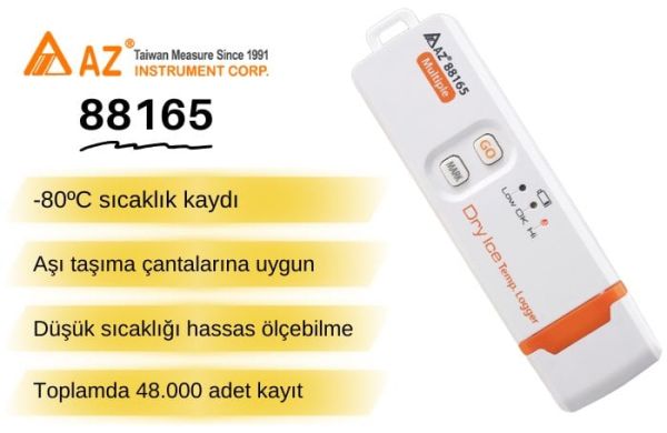 AZ 88165 Aşı İlaç ve Hassas Ürün Taşıma Isı Kayıt Cihazı | Pil Ömrü Kadar Kullanımlı