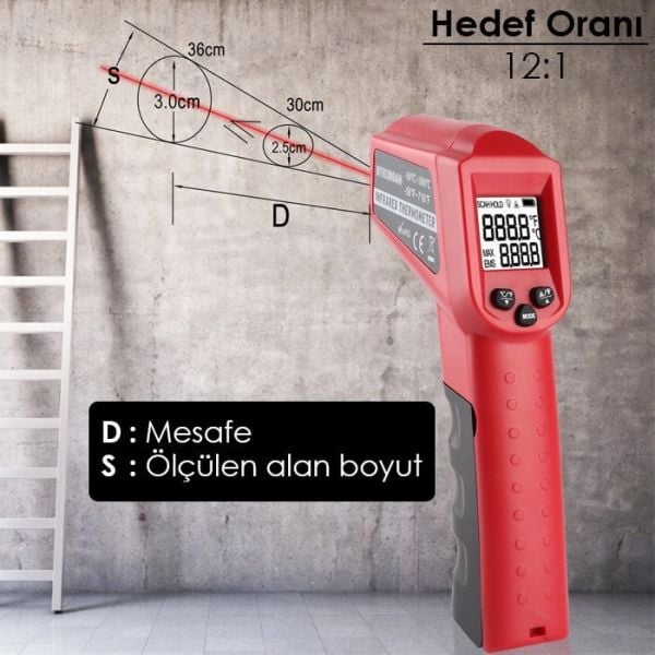 LYK DT8550AH Lazerli Dijital Termometre (-50°C ile 550°C)   ( 12:1)