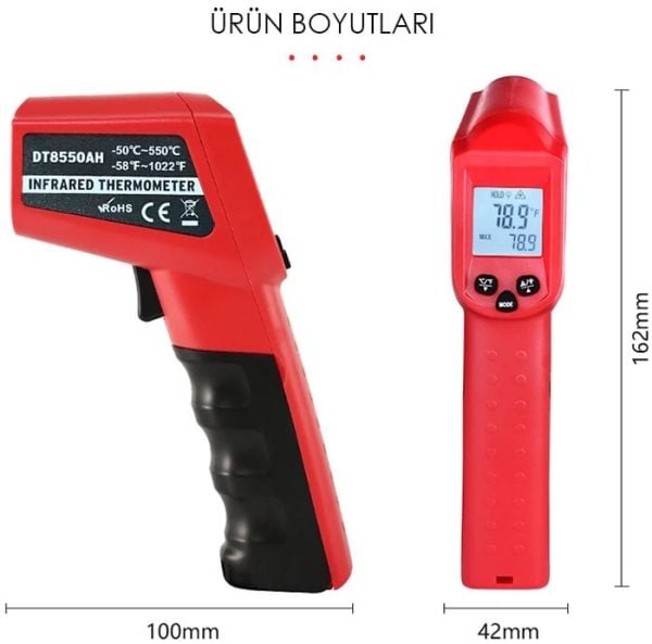 LYK DT8550AH Lazerli Dijital Termometre (-50°C ile 550°C)   ( 12:1)