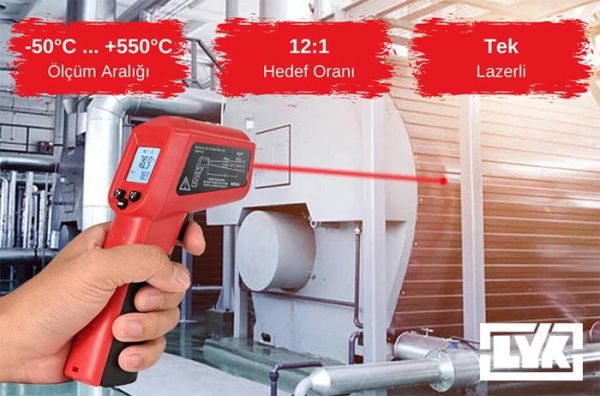 LYK DT8550AH Lazerli Dijital Termometre (-50°C ile 550°C)   ( 12:1)