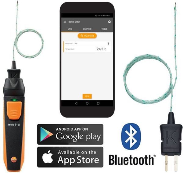 Testo 915i Esnek Problu ve Akıllı Telefon İle Çalıştırılabilen Termometre