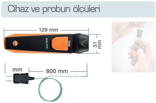 Testo 915i Esnek Problu ve Akıllı Telefon İle Çalıştırılabilen Termometre