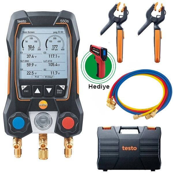 Testo 550S Dijital Manifold ve Hortum Seti 4000 Psi | 1/4 Bağlantı | R22