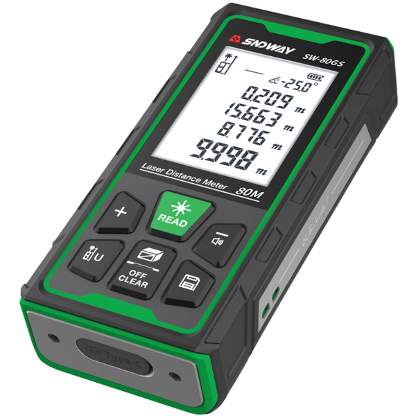 Sndway SW-80GS Yeşil Lazerli 80 Metre Lazermetre | Şarjlı ve IP68 Korumalı