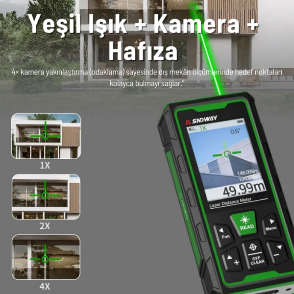 SW-80GQ Yeşil Lazerli 80 Metre Kameralı Lazermetre | Şarjlı ve IP68 Korumalı