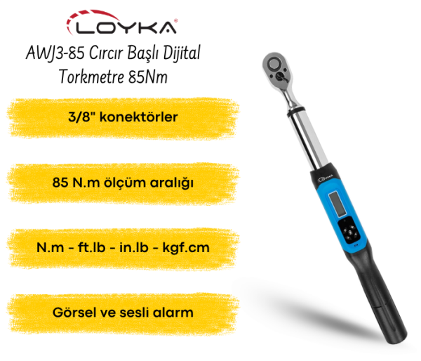 Loyka AWJ3-85 Cırcır Başlı Dijital Torkmetre 85Nm