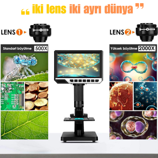 G2000 Ekranlı Dijital Mikroskop Harici Kumandalı 2000X