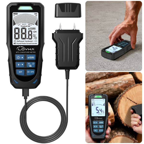 MTC-3 Manyetik ve İğne Problu 2-in-1 Nem Ölçer | Ahşap ve Beton