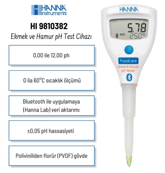 Hanna HI9810382 Ekmek ve Hamur pH Test Cihazı | Bluetooth Bağlantılı