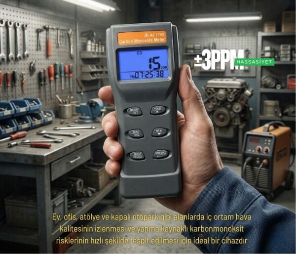 AZ 7702 Yüksek Hassasiyetli Profesyonel Karbonmonoksit (CO) Ölçer