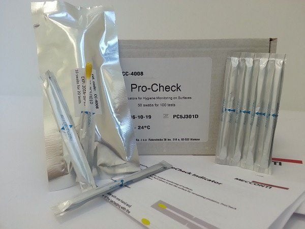 PRO CHECK Çift Taraflı Protein kalıntı Kontrol Swab Kiti  (  1 paket=100 ad.)  ( Ölçüm için cihaza gerek yoktur.)