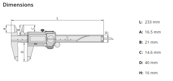Mitutoyo 500-709-20 0-150mm Djital Kumpas IP67 (Yuvarlak çubuklu)