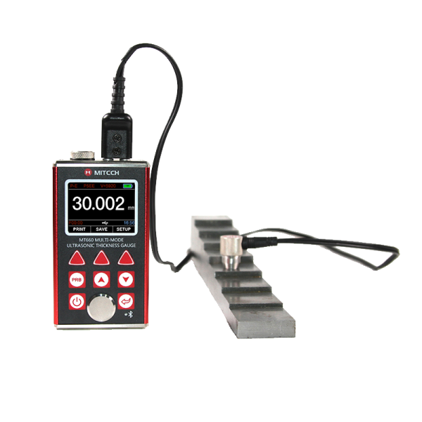 Mitech MT660 Çok Modlu Ultrasonik Kalınlık Ölçer, Boya altı ölçüm : 3-100mm, Ölçüm aralığı :0,65 – 600 mm, Metal kasa