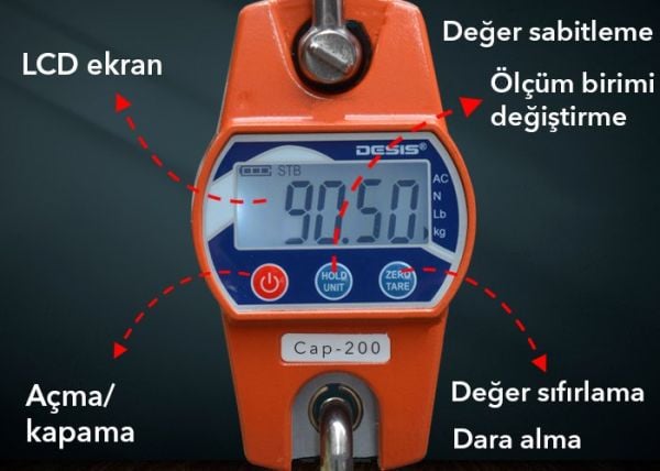 Desis OCS-C Dijital Vinç Baskülü - Hassasiyet: 50 gr. Max: 200 kg.