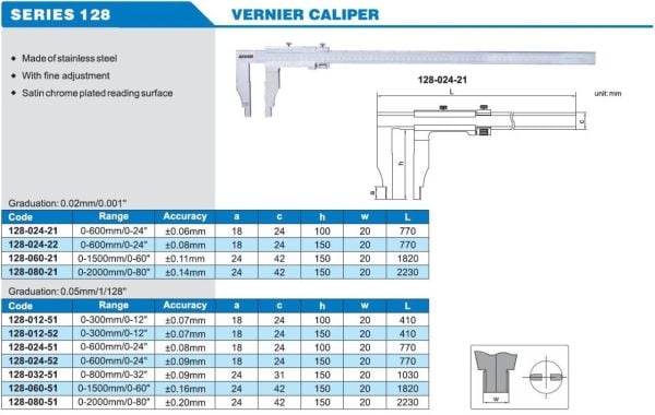 ACCUD 128-012-51 Mekanik Kumpas 128 Serisi 90mm - 0.05mm - 0-300mm