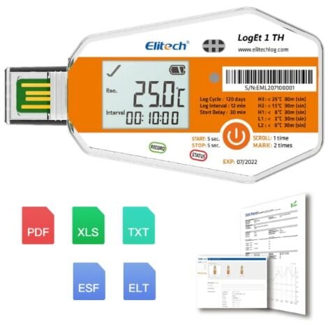 Elitech LogEt 1 TH Tek Kullanımlık Sıcaklık Nem Kayıt Cihazı Datalogger