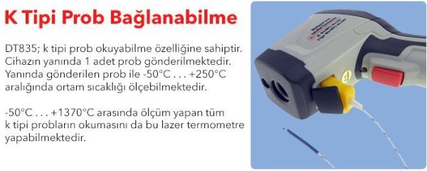 Cem DT836 Dairesel Lazer Işıklı Termometre (-50°C ... +1000°C)  (20:1)