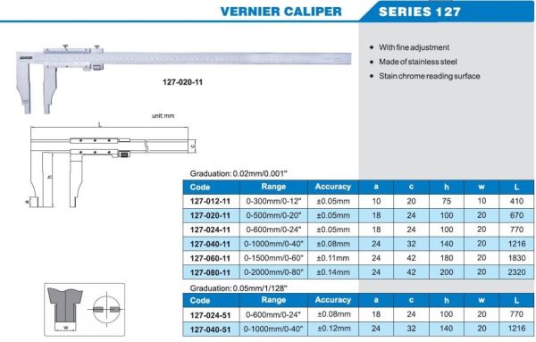 ACCUD 127-032-11 Mekanik Kumpas 127 Serisi 150mm - 0.02mm - 0-800mm