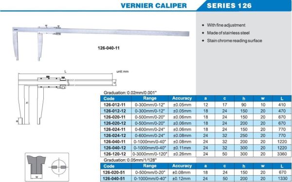 ACCUD 126-024-11 Mekanik Kumpas 126 Serisi 150mm - 0.02mm - 0-600mm