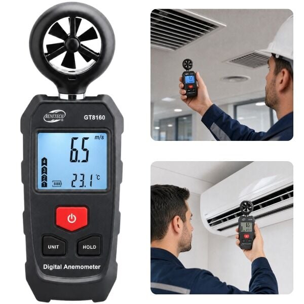 Benetech GT8160 Mini Anemometre Rüzgar Hızı ve Sıcaklık Ölçer