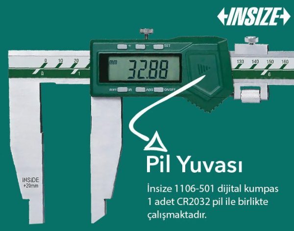 İnsize 1106-501 Tek Çene Dijital Kumpas 0-500mm