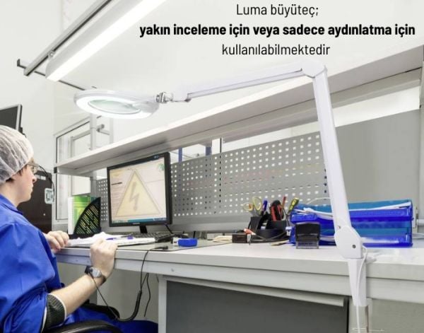 Luma Geniş Mercekli Masaya Bağlanabilir Büyüteç | Ayarlanabilir Led Işığı