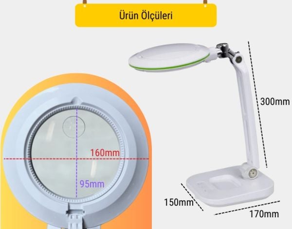 Flexi Masaüstü Büyüteç | Ayarlanabilir Kademeli Led Aydınlatmalı