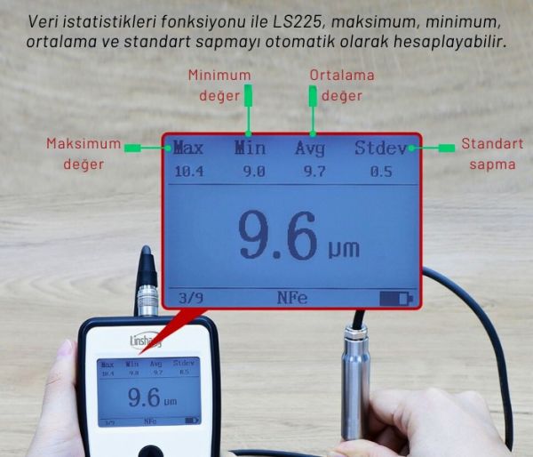 LS225 + N1500 Ultra İnce Kaplama Kalınlık Ölçüm Cihazı | Hassas