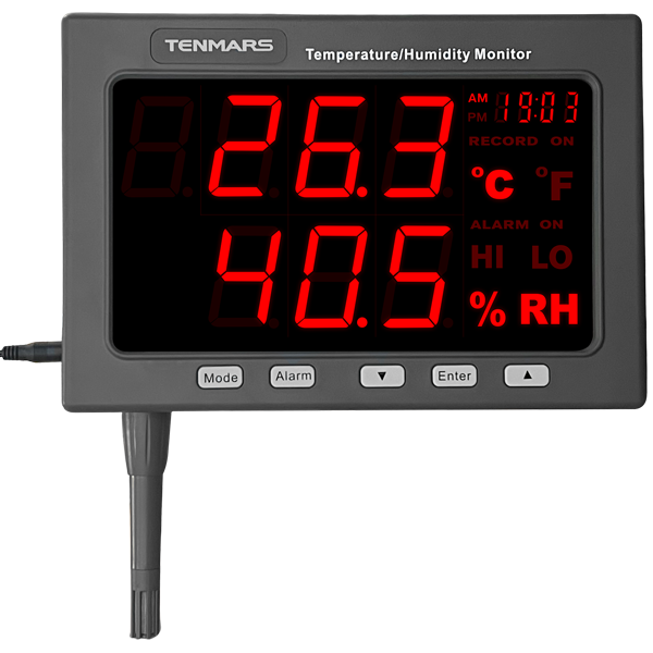 Tenmars TM-185D Işıklı Göstergeli Sıcaklık Nem Ölçer | Kayıt Yapabilir