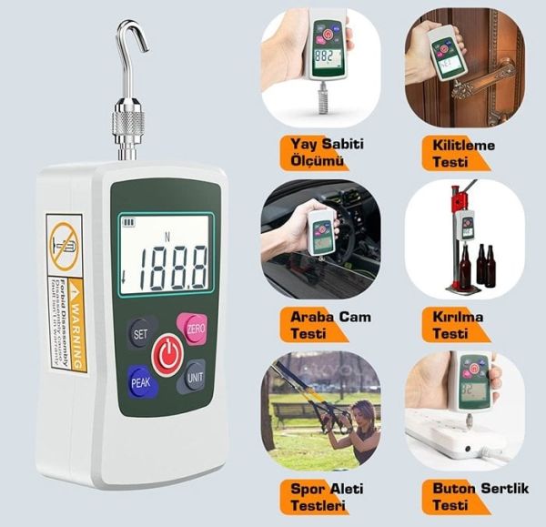 AMF-500 Dijital İtme Çekme Kuvveti Ölçer | 500 Newton | 0,1N | Tek Bağlantılı