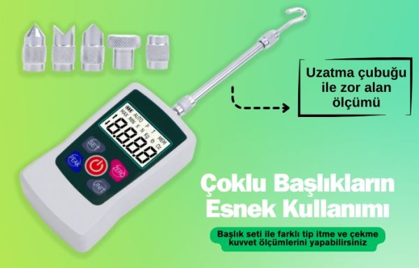 AMF-500 Dijital İtme Çekme Kuvveti Ölçer | 500 Newton | 0,1N | Tek Bağlantılı