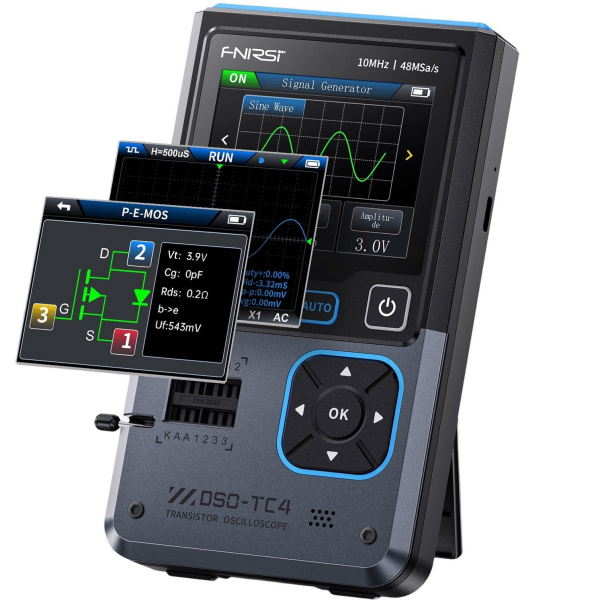FNIRSI DSO-TC4 3’ü 1 Arada Osiloskop | Transistör Test Cihazı ve Sinyal Jeneratörü