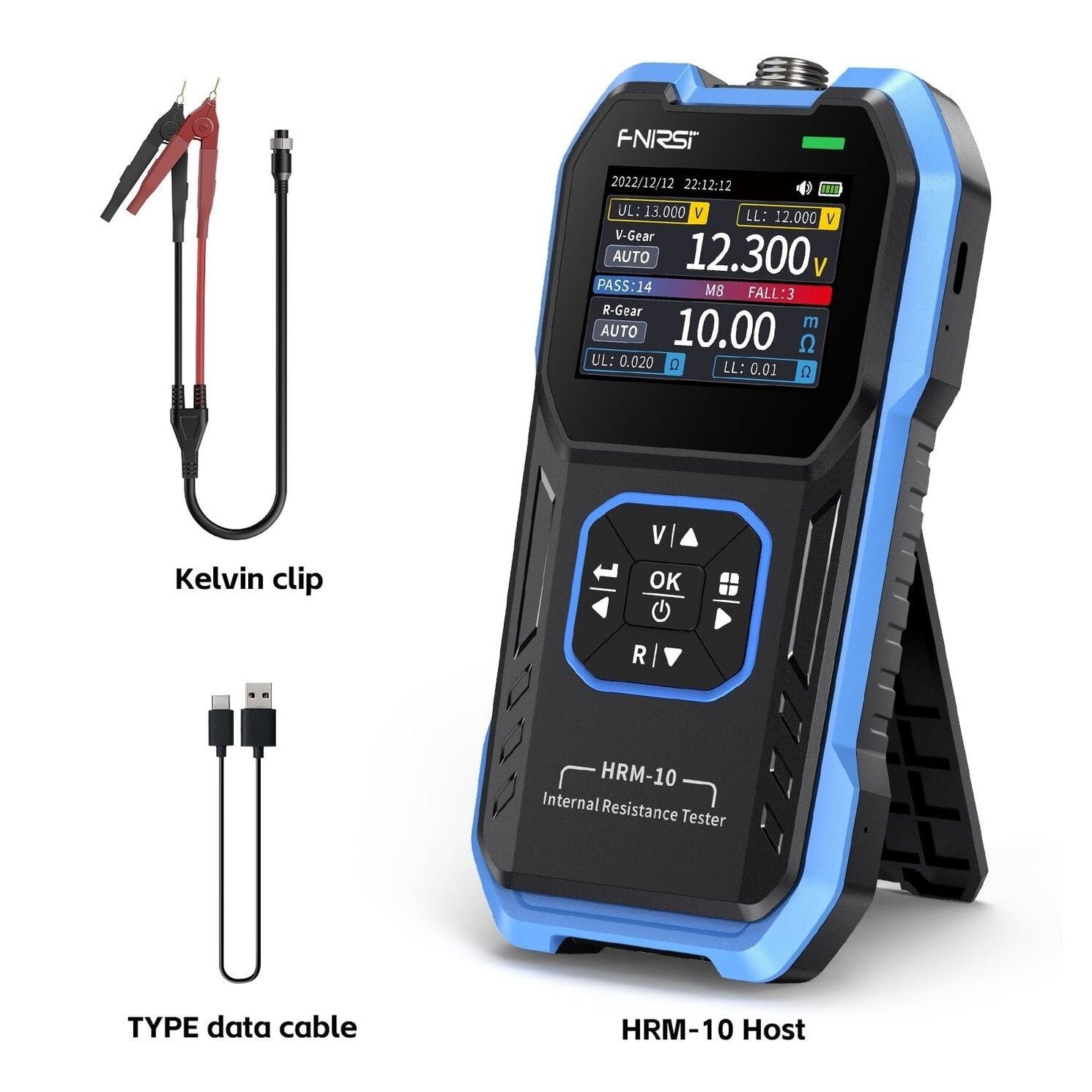 FNIRSI HRM-10 Batarya İç Direnç Ölçer | Kelvin 4 Telli, 100V ve 200Ω