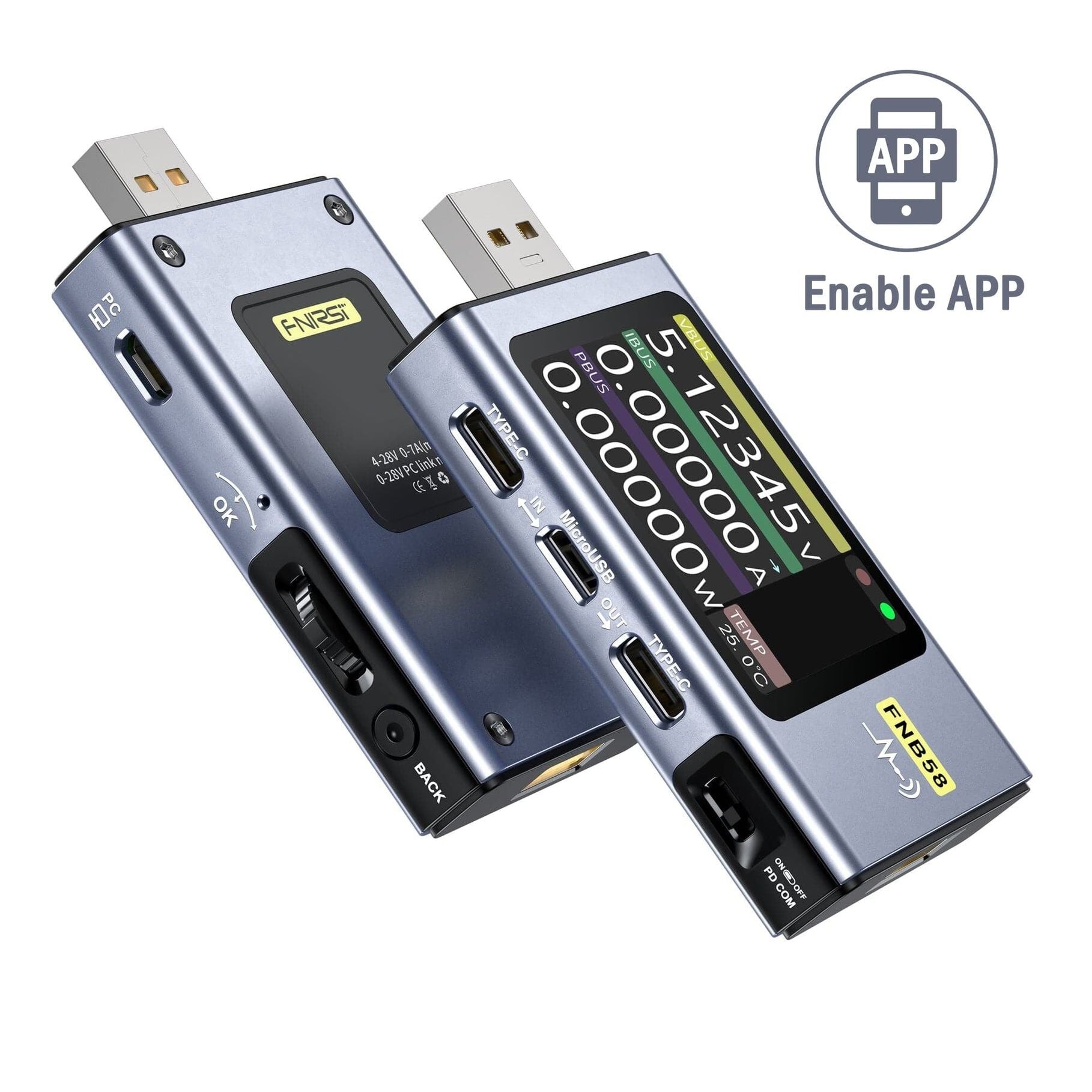 FNIRSI FNB58 USB Test Cihazı | Type-C PD, QC, 140W Güç ve Kablo Ölçümü