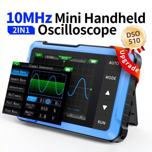 FNIRSI DSO-510 Taşınabilir Osiloskop | 10MHz, 48MSa/s ve 50kHz Sinyal Jeneratörü