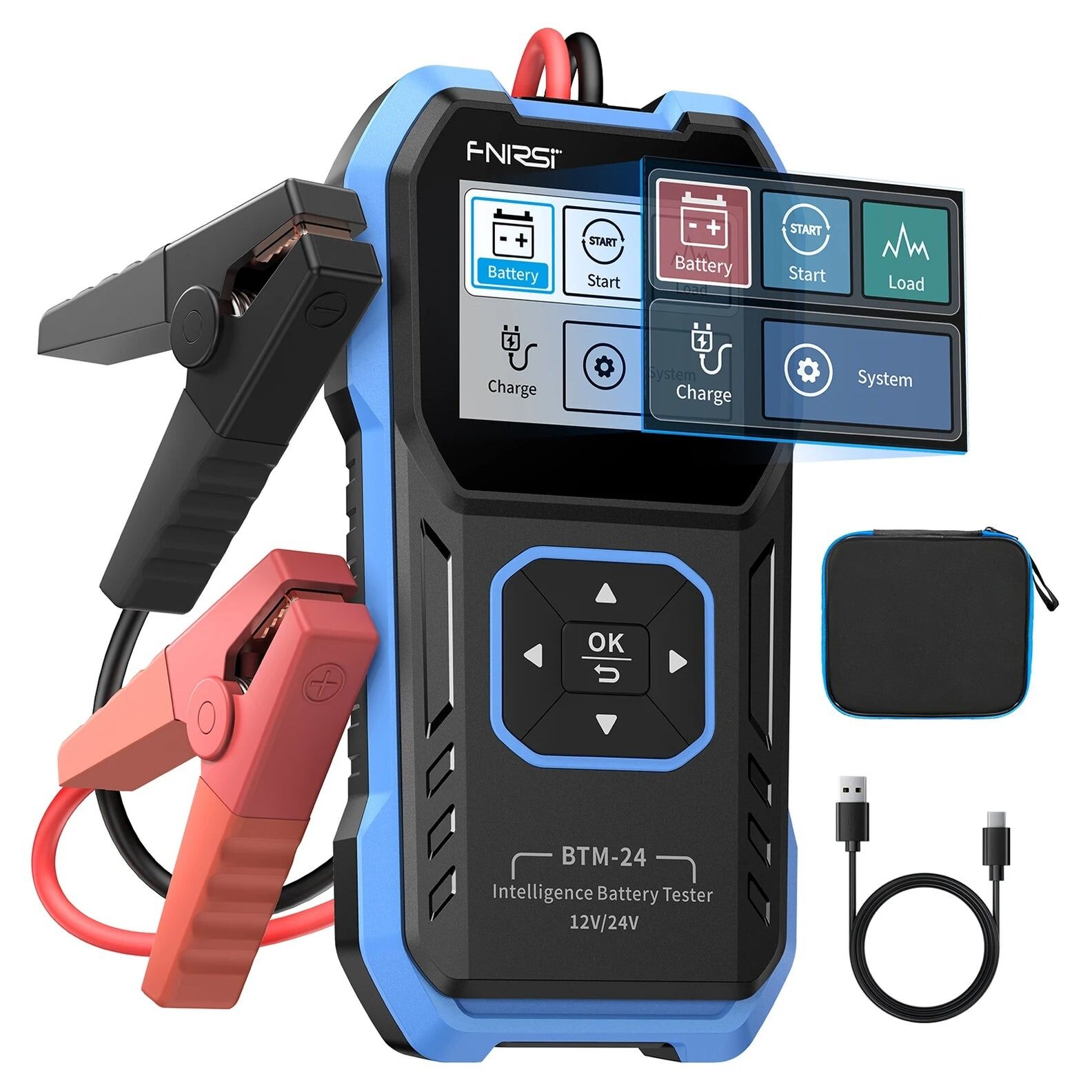 FNIRSI BTM-24 Akü Test Cihazı | 12V/24V, 2000 CCA, Marş ve Alternatör Testi