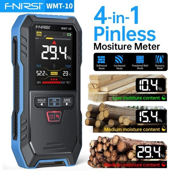 FNIRSI WMT-10 İğnesiz Ahşap Nem Ölçer | Duvar ve Ahşap Nem Ölçüm Cihazı