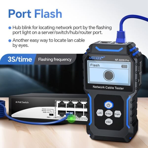 NOYAFA NF-8209Pro Ağ Test Cihazı | PoE, Ping, Kablo Takip ve Uzunluk Ölçümü
