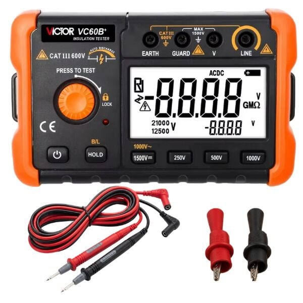 Victor VC60B+ İzolasyon Direnci Test Cihazı | 5 GΩ, 1000V