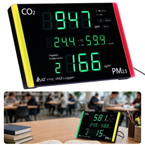 AZ 7710 Hava Kalitesi Ölçer | CO₂, PM2.5, Sıcaklık ve Nem