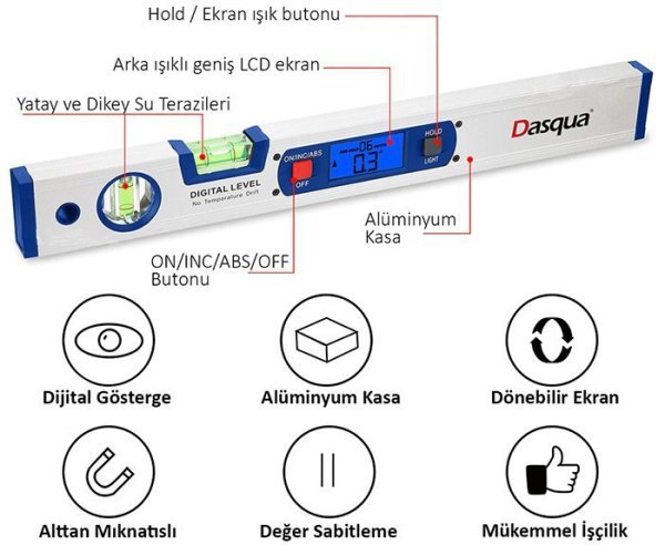 Dasqua 8301-2645 Dijital Eğim Ölçer 40CM