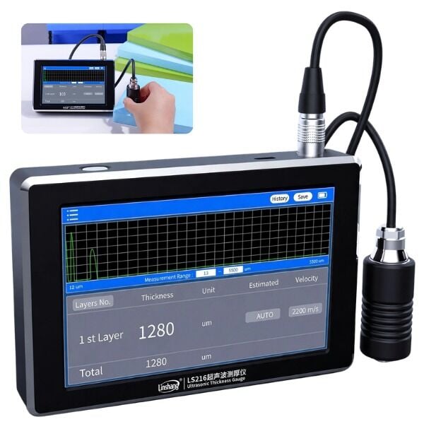 Linshang LS216 Ultrasonik Kalınlık Ölçer | 3 Katman, 1 µm