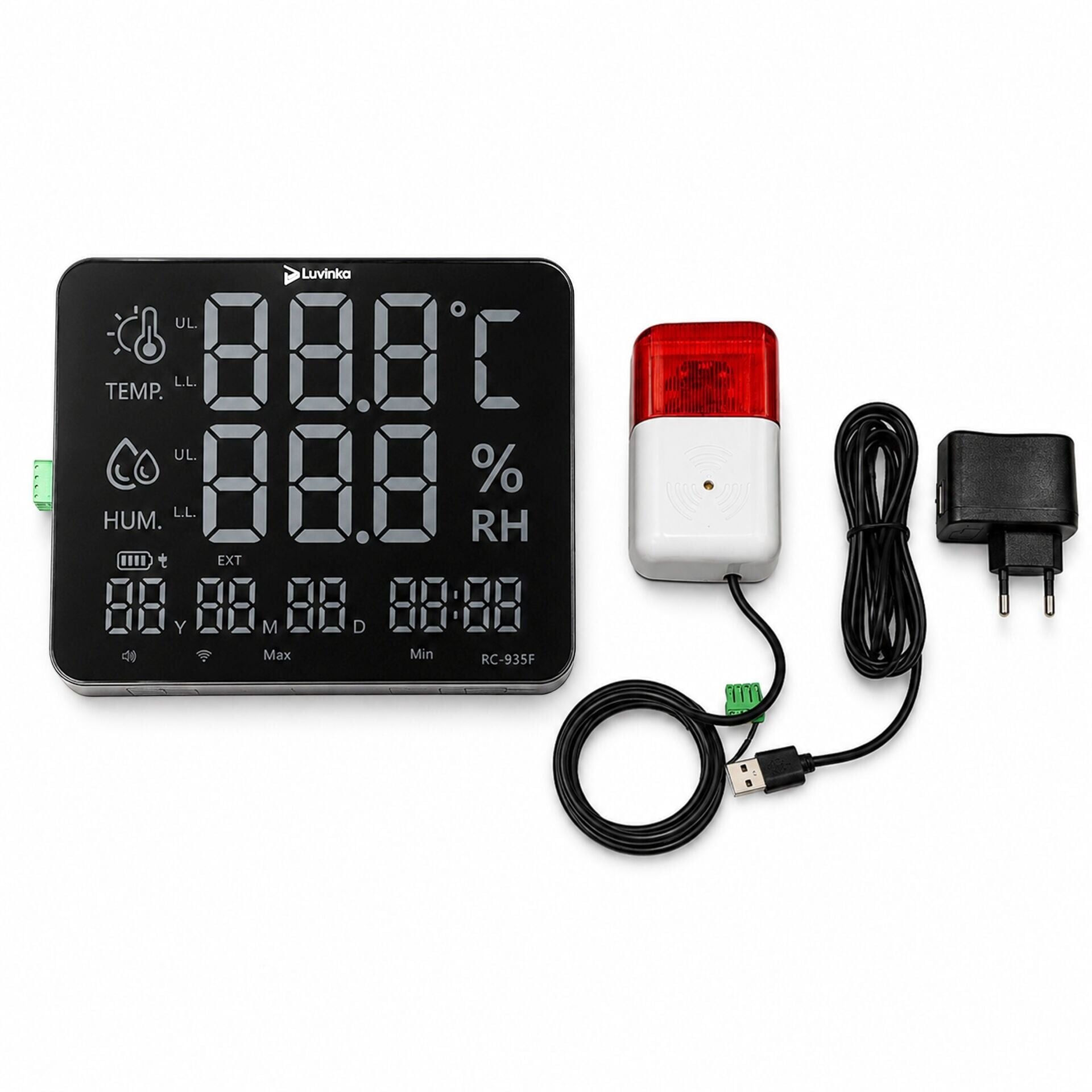 Luvinka RC935-F LED Alarmlı Sıcaklık ve Nem Ölçer