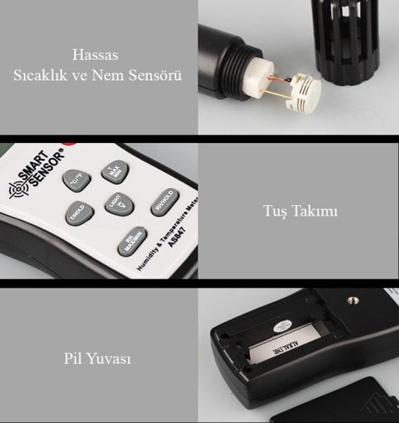 Smart Sensor AS 847 Problu Sıcaklık ve Nem Ölçer