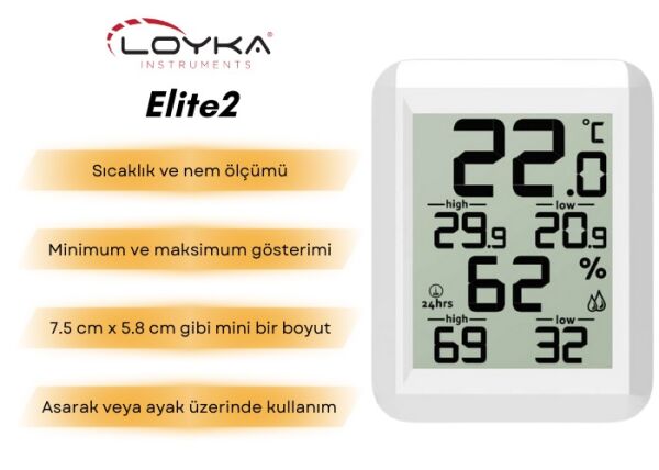 Loyka Elite2 Min Max Sıcaklık Nem Ölçer Termometre