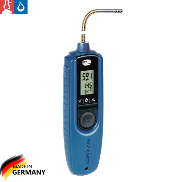 Gann Hydromette BL Compact RH-T Flex 250 Hassas Sıcaklık Ve Nem Ölçüm Cihazı ( Dew point, denge ahşap nem içeriği (EMC), mutlak nem (g/m³), entalpi (kJ/K), yaş termometre sıcaklığı (°C) ve su aktivitesi (aW) hesaplama)